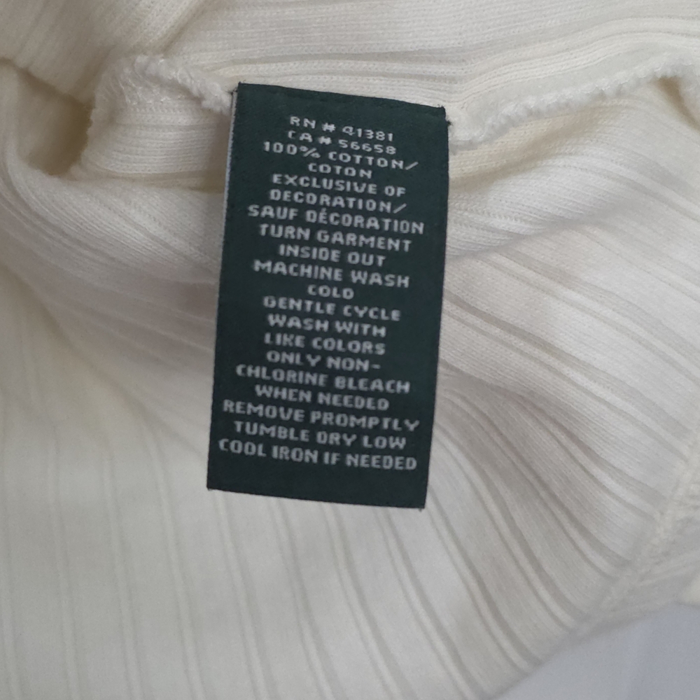 Lauren Ralph Lauren Ivory Ribbed Lace-Up Henley Top XL 100% Cotton - Picture 5 of 10